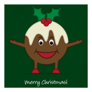 Pôster personagem de desenho animado de pudim de Natal