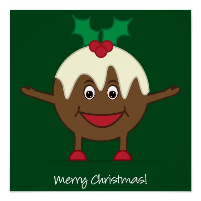 Pôster Personagem de desenho animado de pudim de Natal (Frente)
