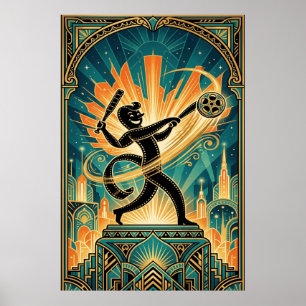 Poster Personagem de desenho animado em tira de filme ret