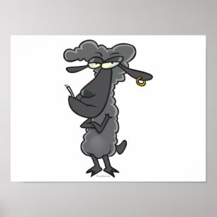 Poster personagem de desenho animado preto engraçado