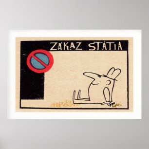 Poster Personagem de Desenho Animado Sinal de Proibido Es