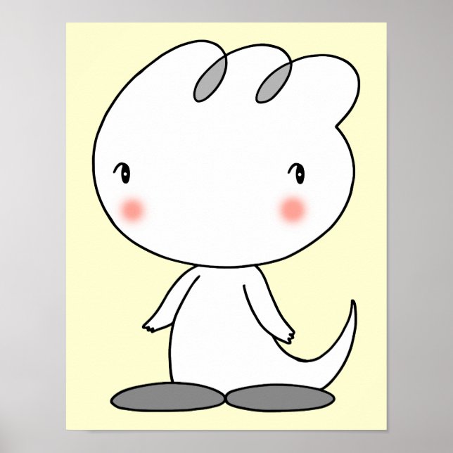 Poster Personagem de dinossauro calmante. (Frente)