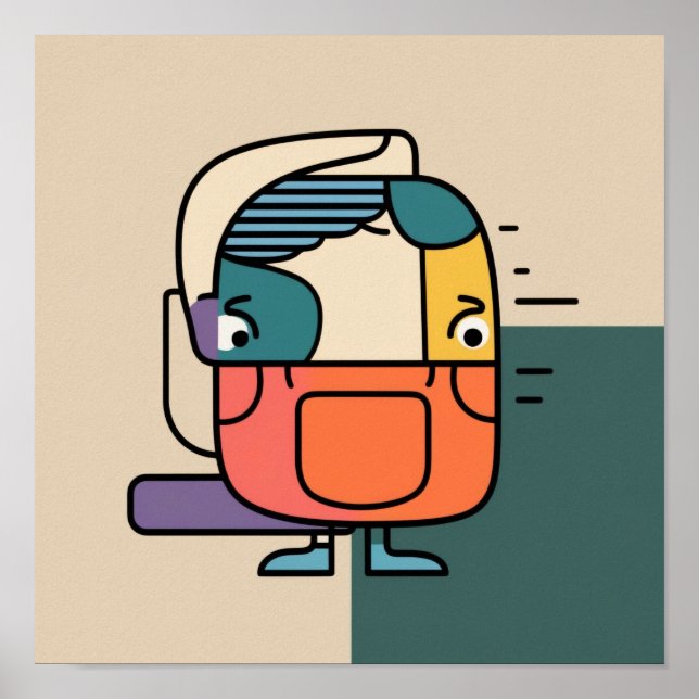 Poster Personagem de Homem Geomátrico abstrato (Frente)