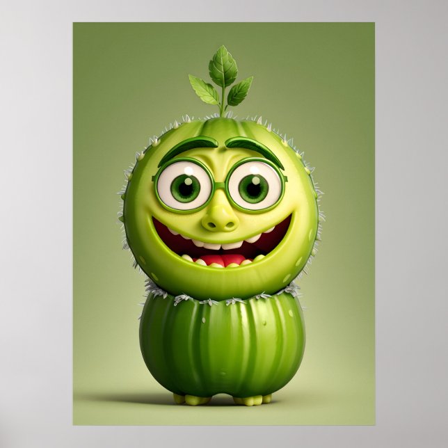 Poster Personagem engraçada de pepino (Frente)