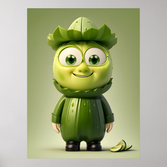 Poster Personagem engraçada de pepino (Frente)