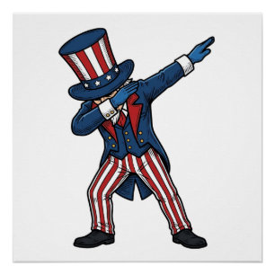 Pôster Personagem Patriótico Dabbing Design Vetorial Vint
