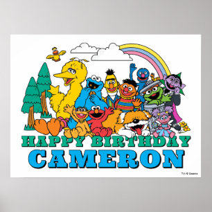 Poster Personagens da Rua Sésamo Cartaz de Aniversário