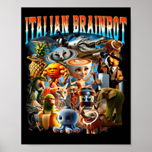 Poster Personagens Italianos de Brainrot Meme Engraçado T