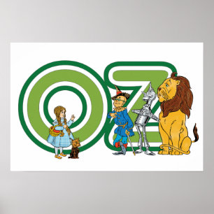 Poster Personagens Vintage do Mágico de Oz e Letras de Te