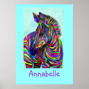 poster personalizable da zebra do bebê do pop art