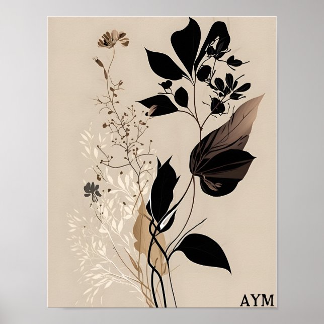 Poster Personalização Botânica Minimalista Boho (Frente)