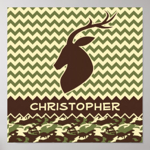 Pôster Personalização da Camouflagem Chevron Deer Buck