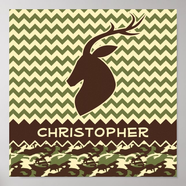 Pôster Personalização da Camouflagem Chevron Deer Buck (Frente)