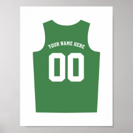 Poster personalização de basquete uniforme e verde