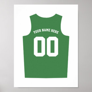 Poster personalização de basquete uniforme e verde