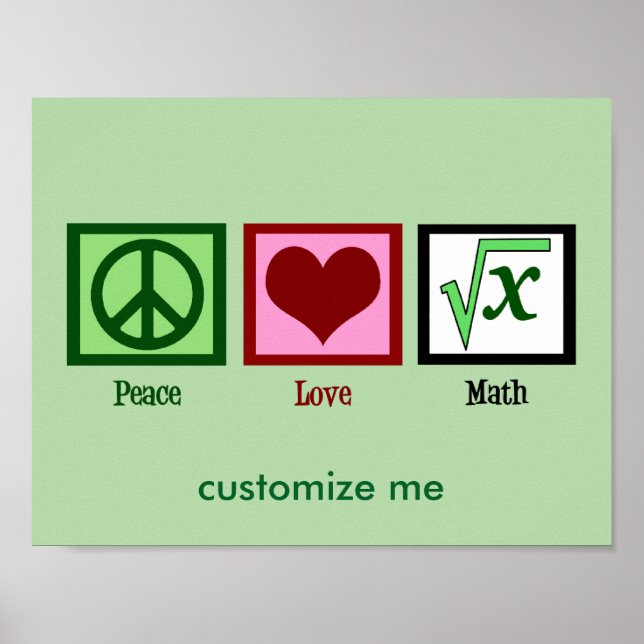 Poster Personalização de Matemática do Peace Love (Frente)