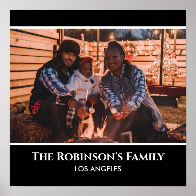 Poster Personalizada sua foto em quadro preto com texto (Frente)