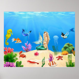 Poster personalizadas garotas de sereia personaliz