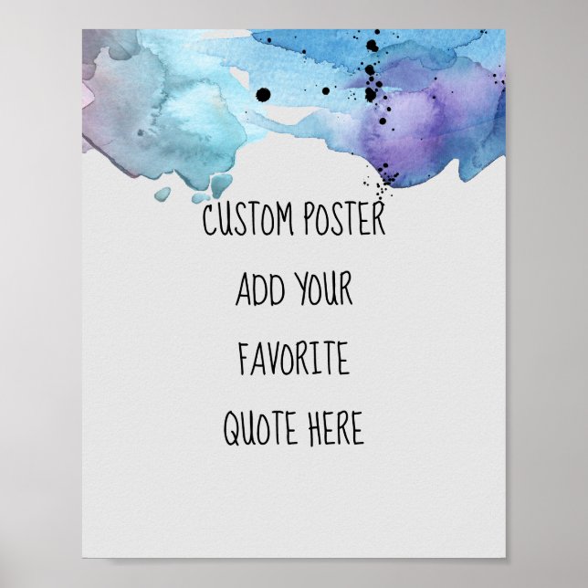 poster personalizado adicione seu design de aquare (Frente)