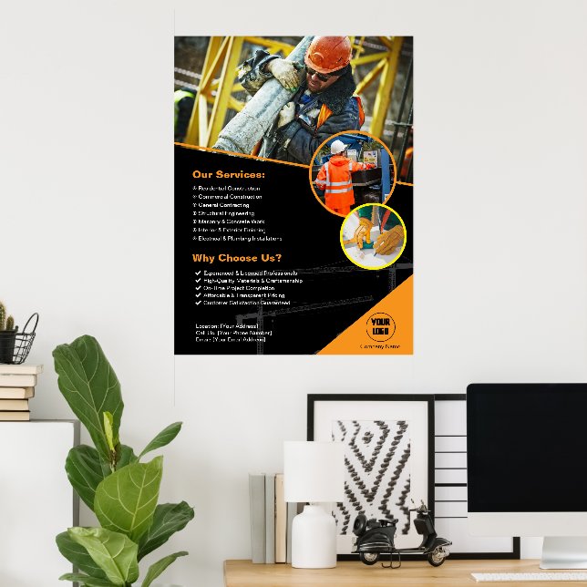 Poster Personalizado da Empresa de Construção (Escritório em casa)