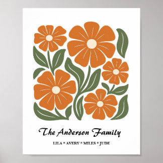Poster Personalizado da Família - Impressão Floral