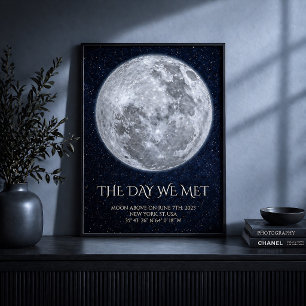Pôster Personalizado da Fase da Lua da Noite em qu