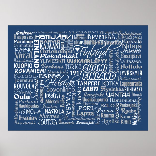 Poster personalizado das cidades da Finlândia (Frente)