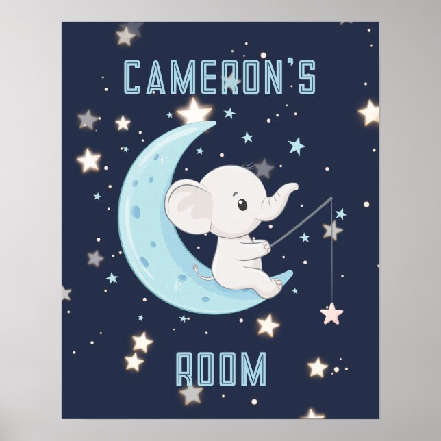 Poster Personalizado de Bebê Elefante Pescando 4 E (Frente)