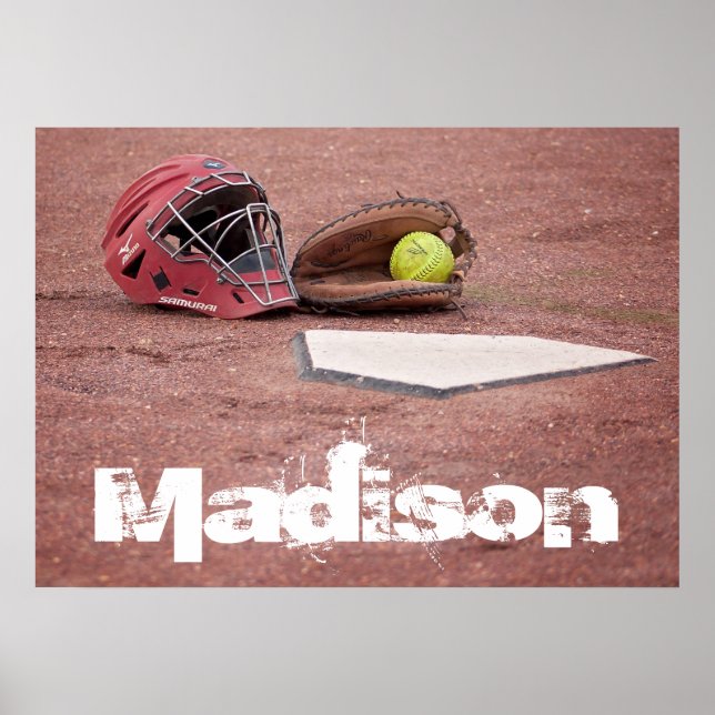 Poster Personalizado de Captura de Softball (Frente)