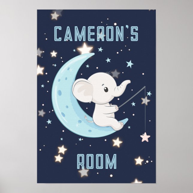 Poster Personalizado de Elefante Bebê Pescando 4 E (Frente)