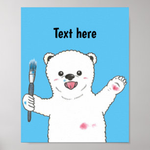 Pôster personalizado de maternidade de urso polar 