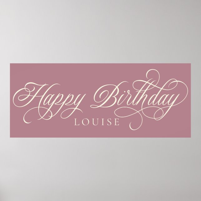 Poster Personalizado de script Elegante Happy Birthday (Frente)