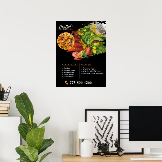 Poster Personalizado de Serviços de Catering Priva (Escritório em casa)