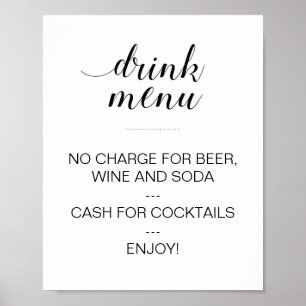 Poster Personalizado de Sinal de Casamento de Menu
