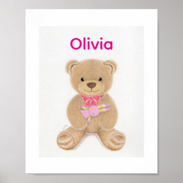 Pôster Personalizado de Urso de Pelúcia para Bebê 