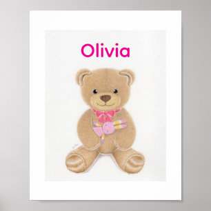 Pôster Personalizado de Urso de Pelúcia para Bebê 
