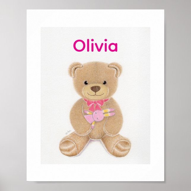 Pôster Personalizado de Urso de Pelúcia para Bebê  (Frente)