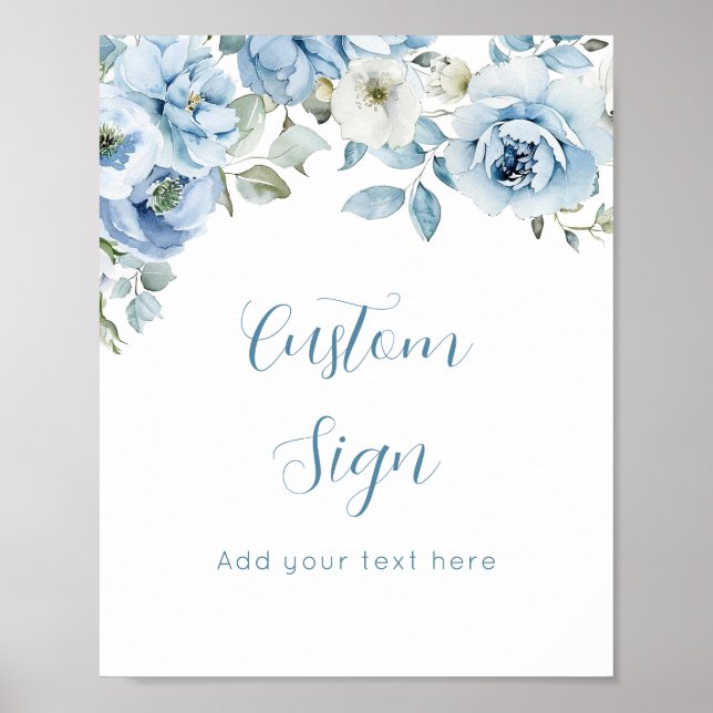 Poster Personalizado floral Azul Dusty (Frente)