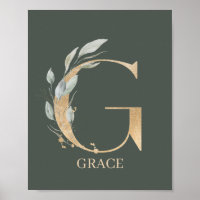 Poster Personalizado Floral do G Monograma