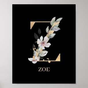 Poster Personalizado Floral Z Monograma
