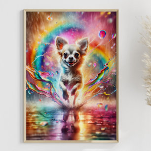 Poster Personalizado para Arte Colorida Chihuahua Rainbow