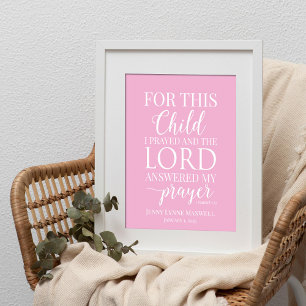 Poster Personalizado Para esta criança eu orei