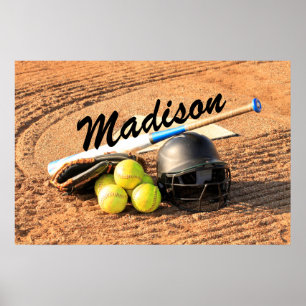 Poster personalizado para jogadores de softball de
