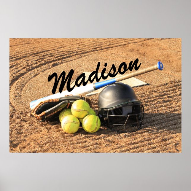 Poster personalizado para jogadores de softball Fa (Frente)