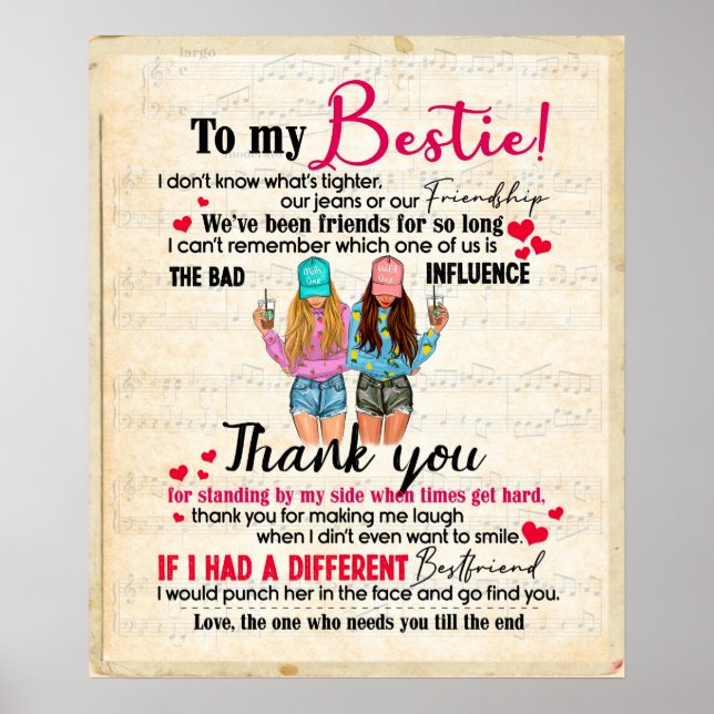 Poster Personalizado Para Minha Bestidade, Amigos Present (Frente)
