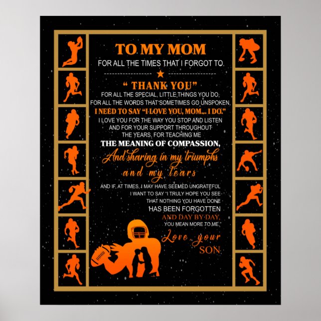 Poster Personalizado Para Minha Mãe Da Sua Jogada De Base (Frente)