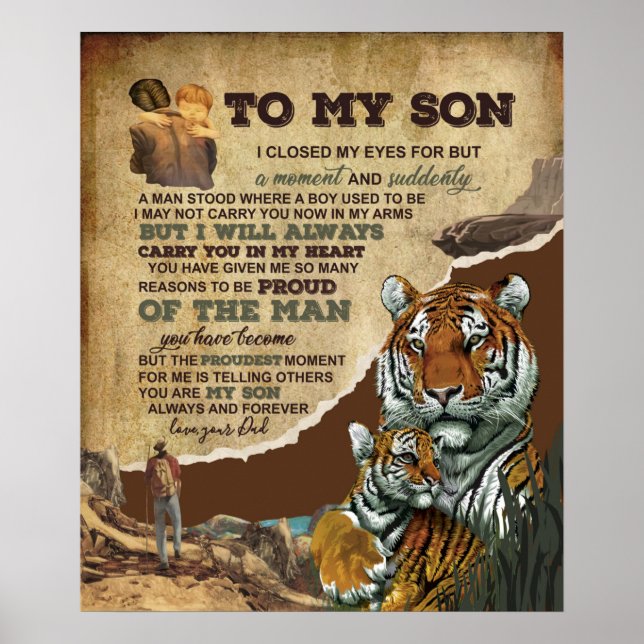 Poster Personalizado Para O Meu Filho Tiger Blanket, Cart (Frente)