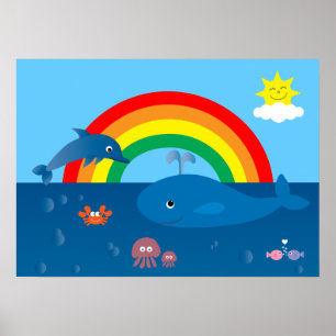 Poster Personalizado para Vida Marinha e Arco-Íris de Car
