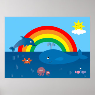 Poster Personalizado para Vida Marinha e Arco-Íris de Car