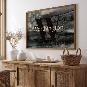 Poster Personalizado Rústico Sobrenome Fazenda Casa Aquar